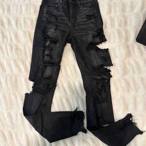 2R American Eagle Outfitters Distressed Black Jeggings